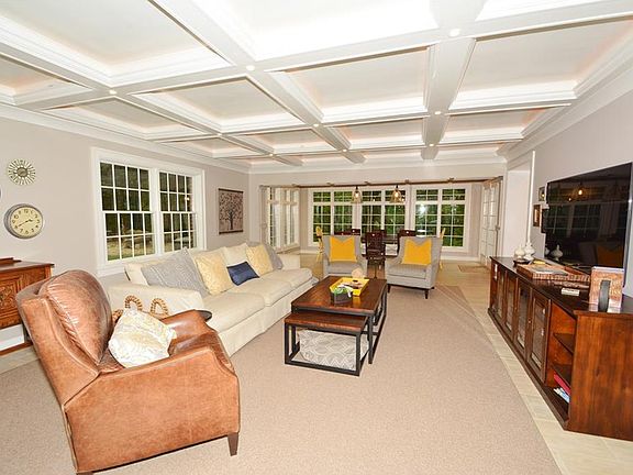 coffered ceiling family room