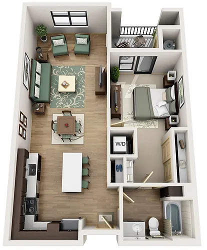 Floor plan A2 - One Bedroom, One Bath