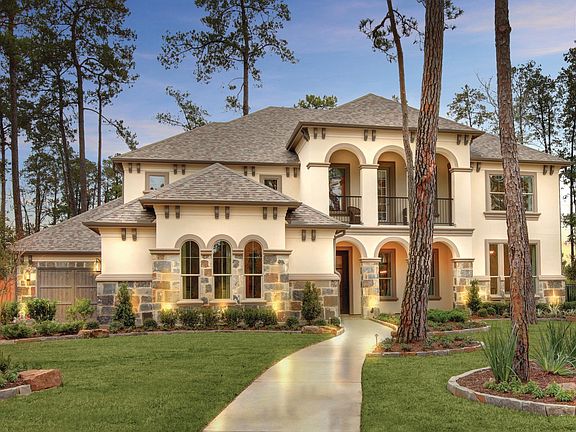 Custom two-story new home with stone and stucco exterior