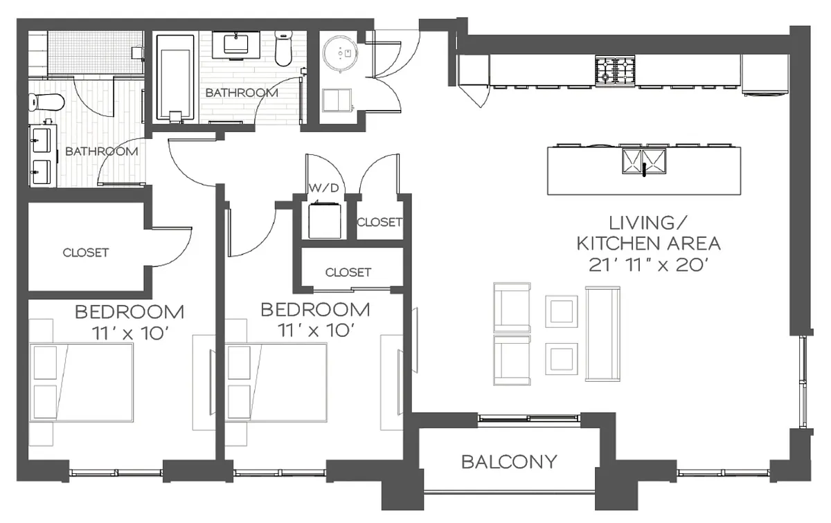Floor plan 2 Bed/2 Bath-B3