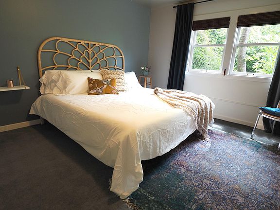 Master Bedroom. Electric Fireplace opposite bed. Large closets too.