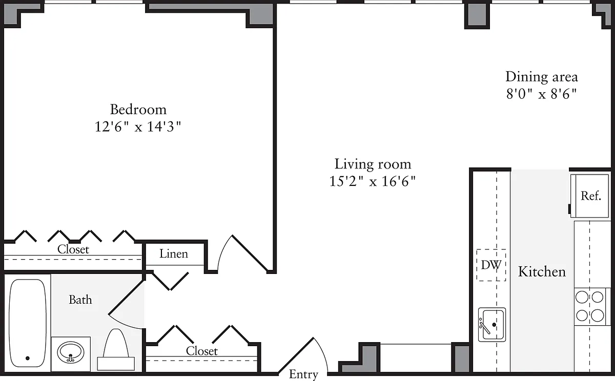 Floor plan 1 Bedroom K