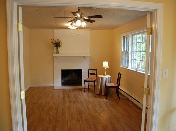 Living Room with FP & french doors