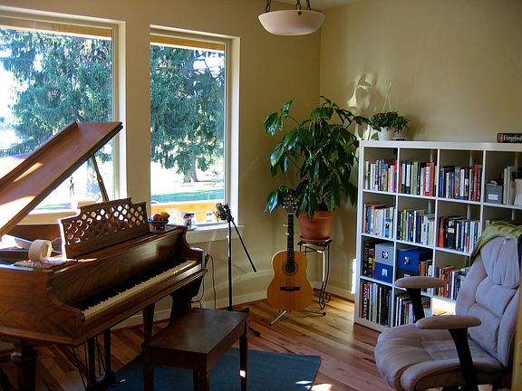 Front office / music room, separated from rest of house by French doors