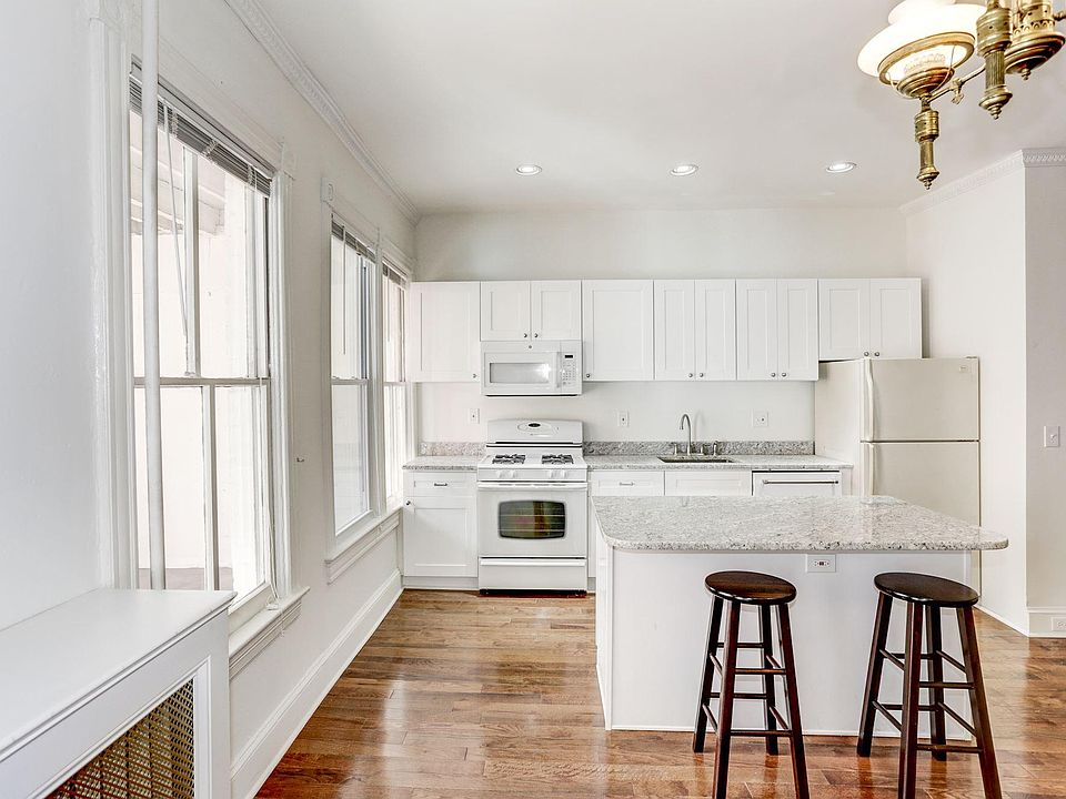 View of the kitchen from the dining area.