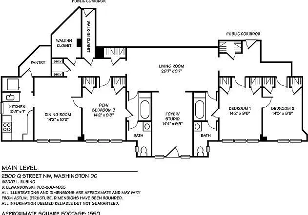 Floor plan -- two bathrooms, 3 bedrooms, incredible storage space