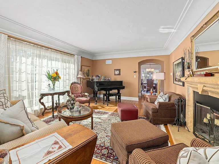 Formal living room with fireplace