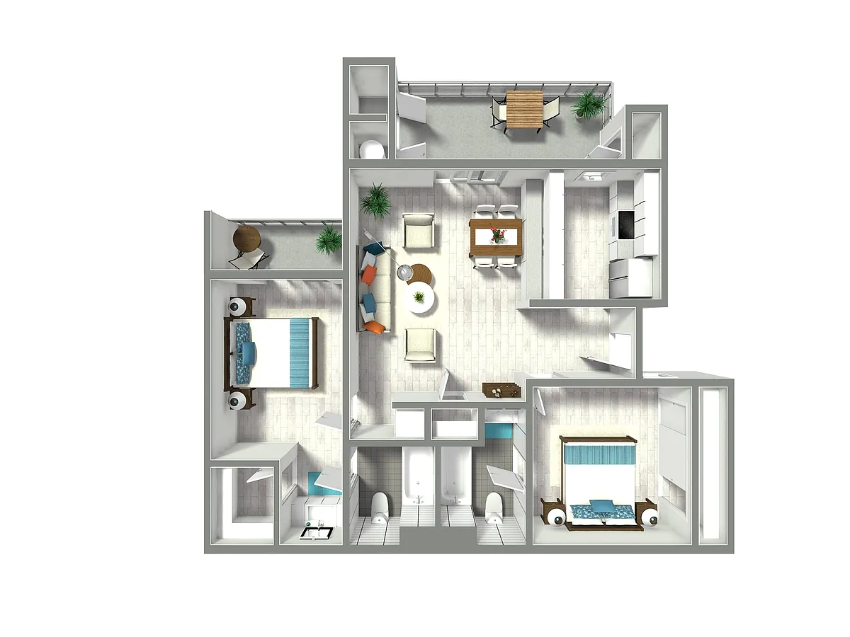 Floor plan 2 Bed 2 Bath Plan A