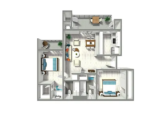 Floor plan 2 Bed 2 Bath Plan A