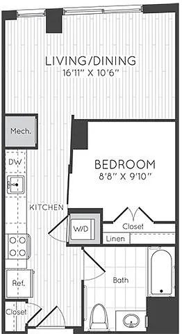 Floor plan 1 Bed/1 Bath