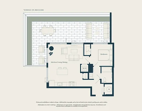 Floor plan 1 Bed - 1 Bath | A04