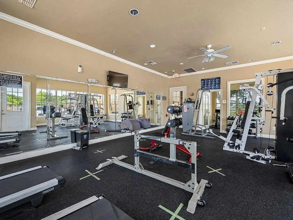 A modern, fully equipped gym featuring cardio machines, free weights, and strength-training equipment. Ideal for all fitness levels, with a clean, air-conditioned space for workouts anytime.