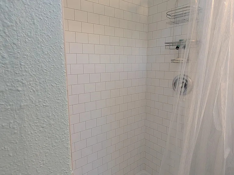 New full-sized tiled shower