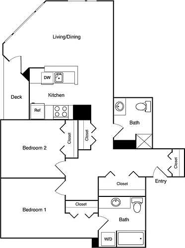 Floor plan 2 Bed 606 - 1006 NW