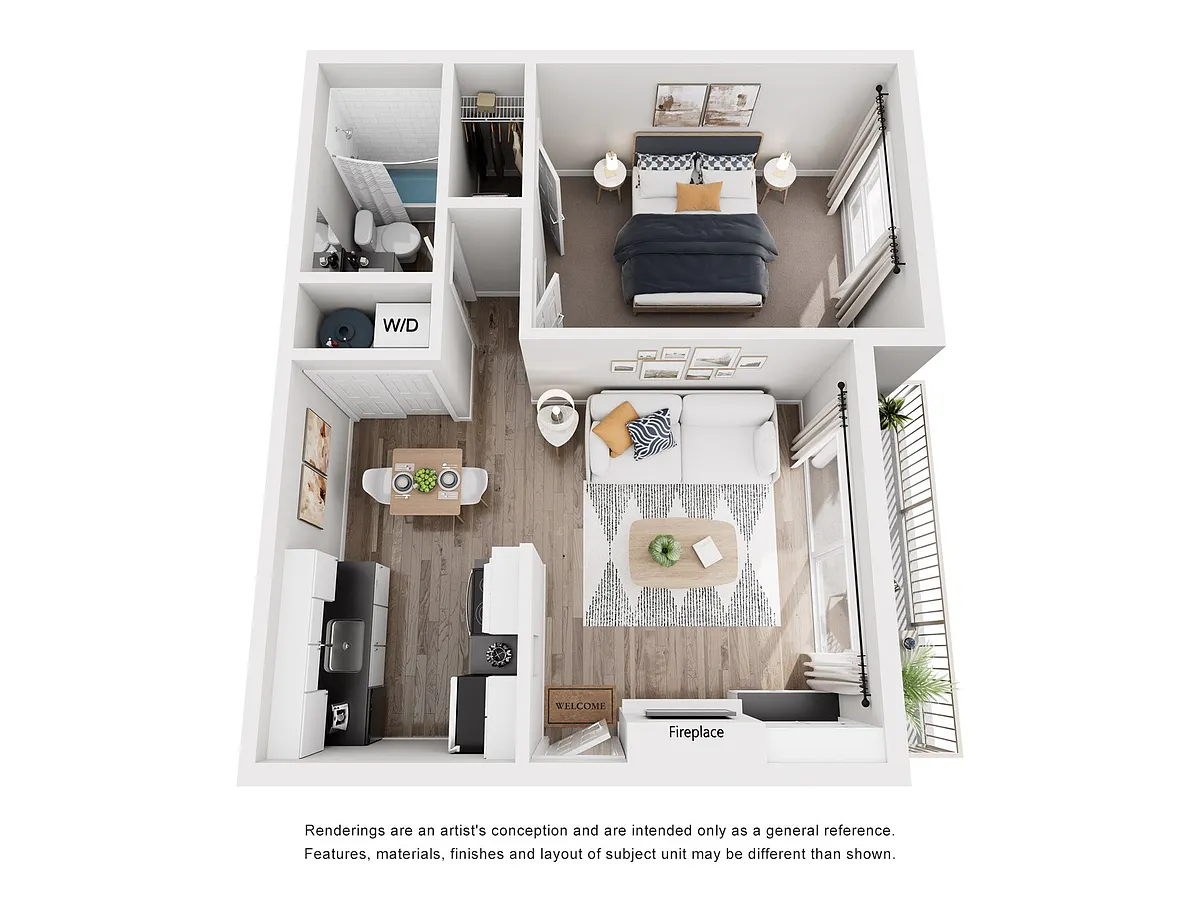 Floor plan Harvard | 1 Bed A