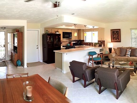 Open layout provides easy flow from kitchen to living room.