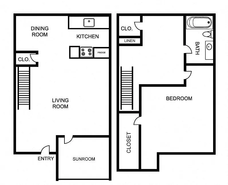Floor plan A4X - Deluxe 1BR + Office Townhome
