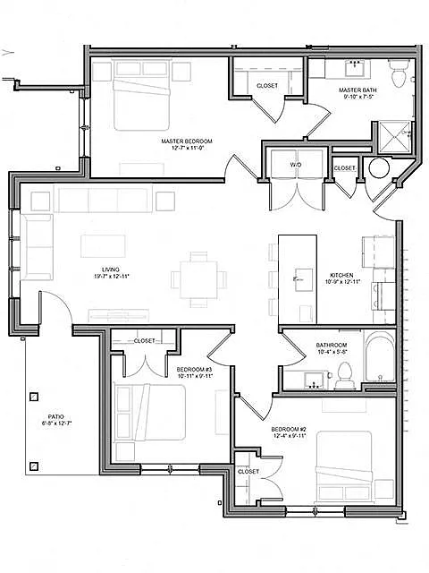 Floor plan Three Bedroom - C