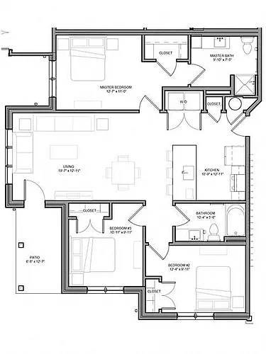 Floor plan Three Bedroom - C