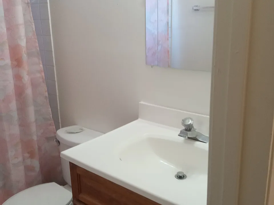 Bathroom with new fixtures, medicine chest, mirror