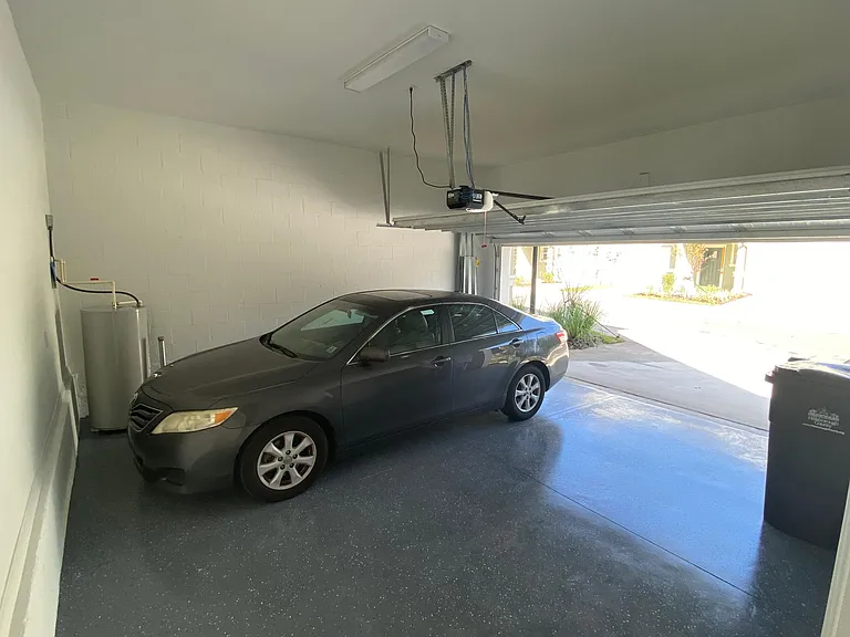 2 car garage with epoxy floors