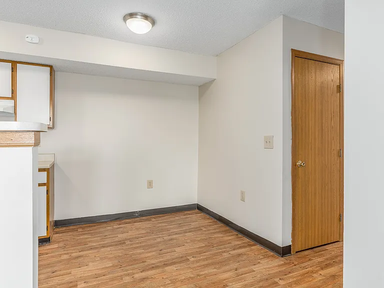 Dining area near the kitchen at River Valley Apartments.