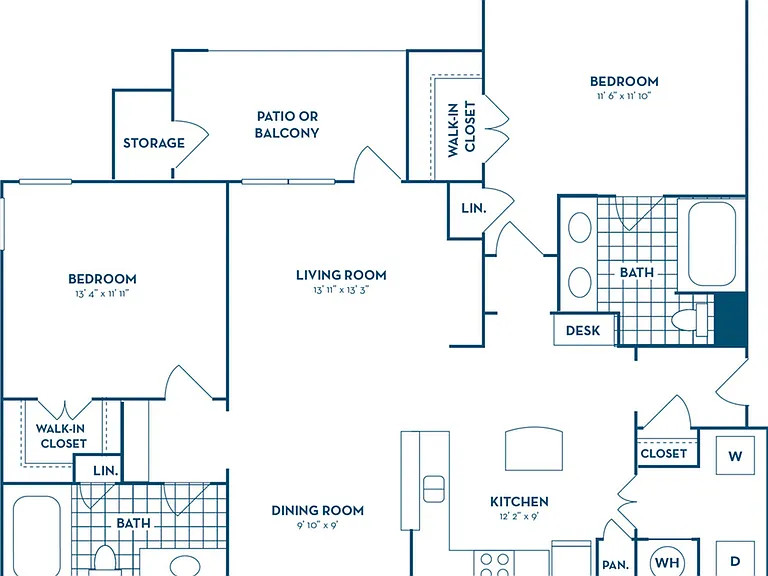 2 Bedroom | 2 Bath | 1129 SF 2 Bedroom | 2 Bath | 1129 SF