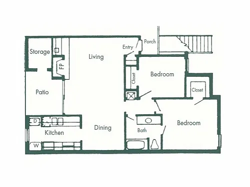 Floor plan Two Bed One Bath