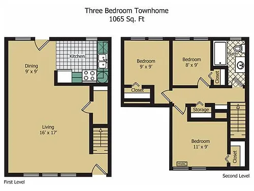 Floor plan Three Bedroom Townhouse