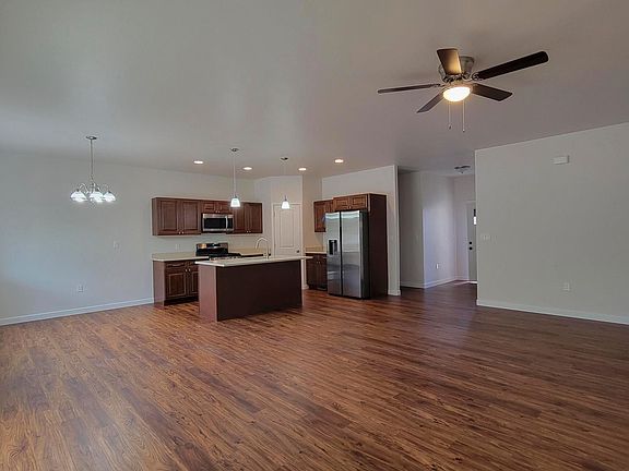 Kitchen, living, and dining area