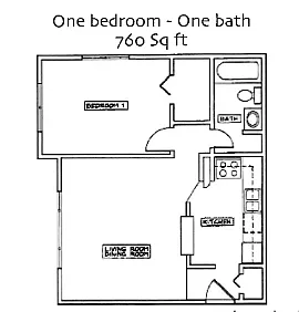 Floor plan ONE BEDROOM ONE BATH