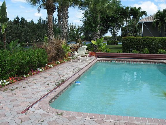 backyard. waterfall in left corner