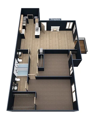 Floor plan B2-2 Bedrooms, 2 Bathrooms