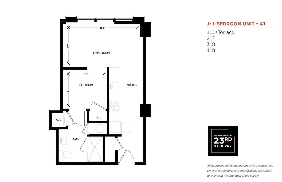 Floor plan JR 1BRS from 1975