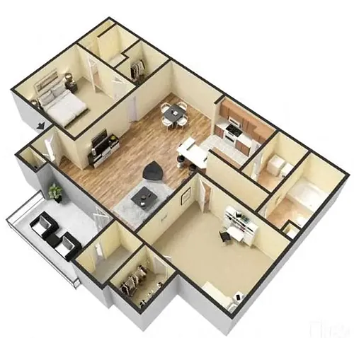 Floor plan 2 Bedroom, 2 Bathroom