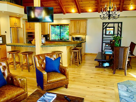 kitchen family room with dining table that sets up to 10