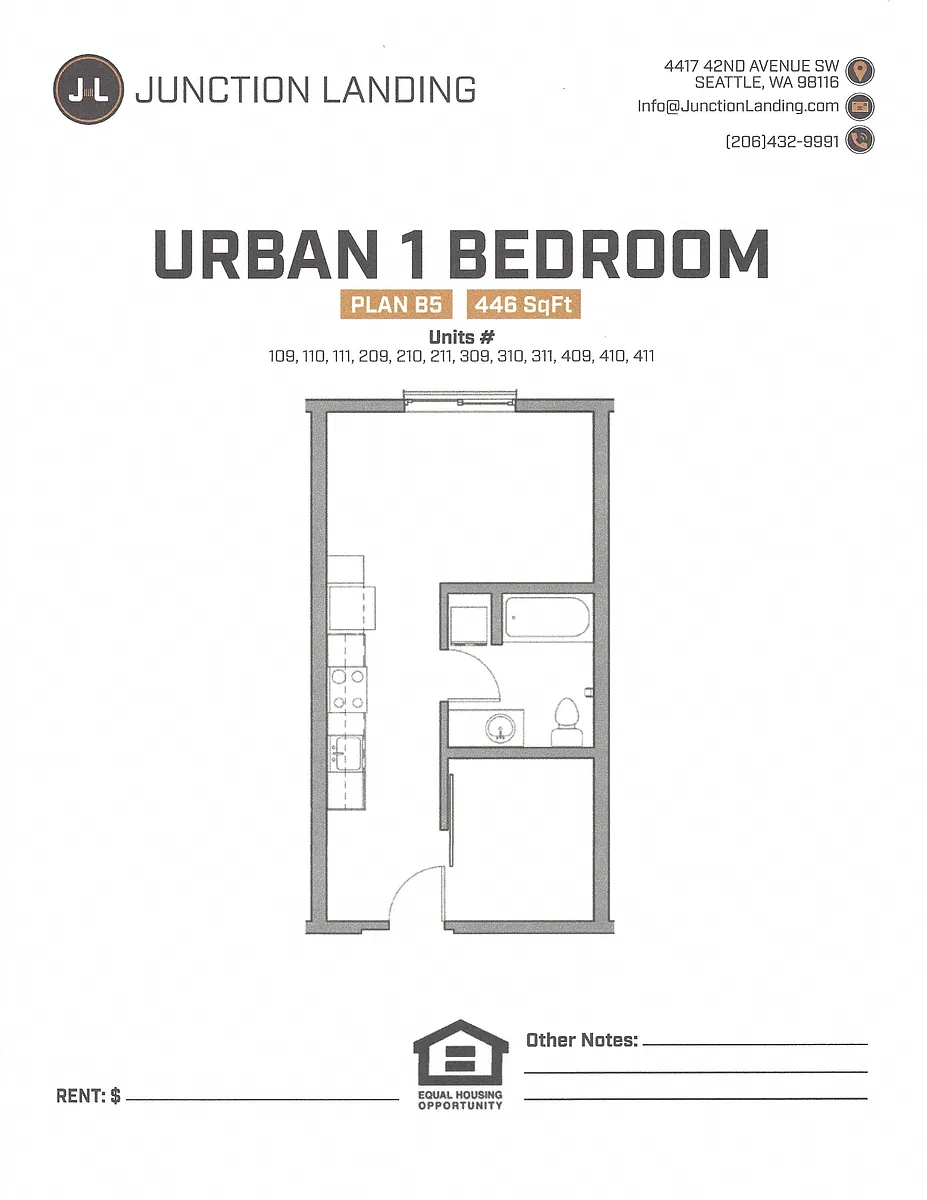 Floor plan 1 Bed 1 Bath A Landing