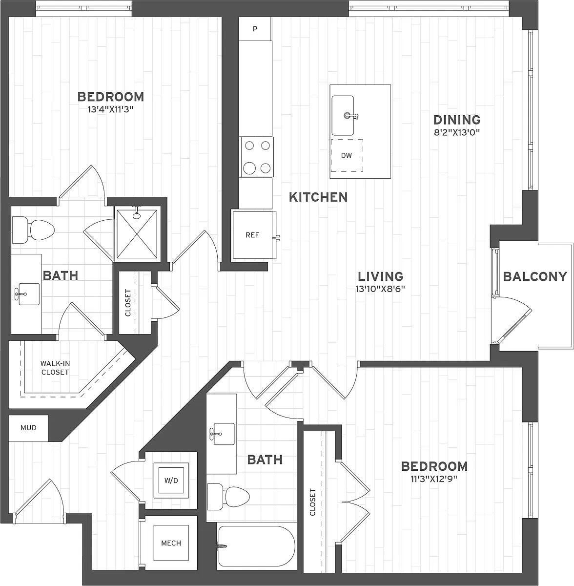Floor plan 2 Bed/2 Bath-B3