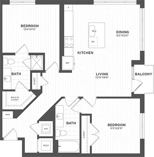Floor plan 2 Bed/2 Bath-B3
