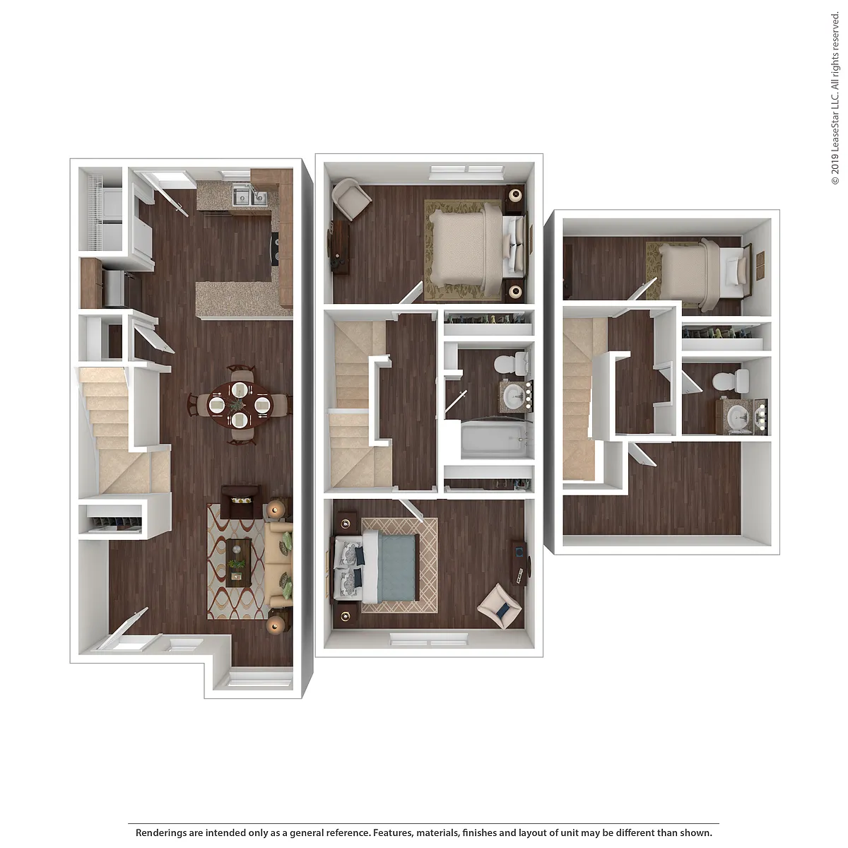 Floor plan 3 Bed 1.5 Bath Townhome