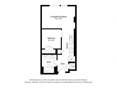 Floor plan J01 - JR 1 Bedroom
