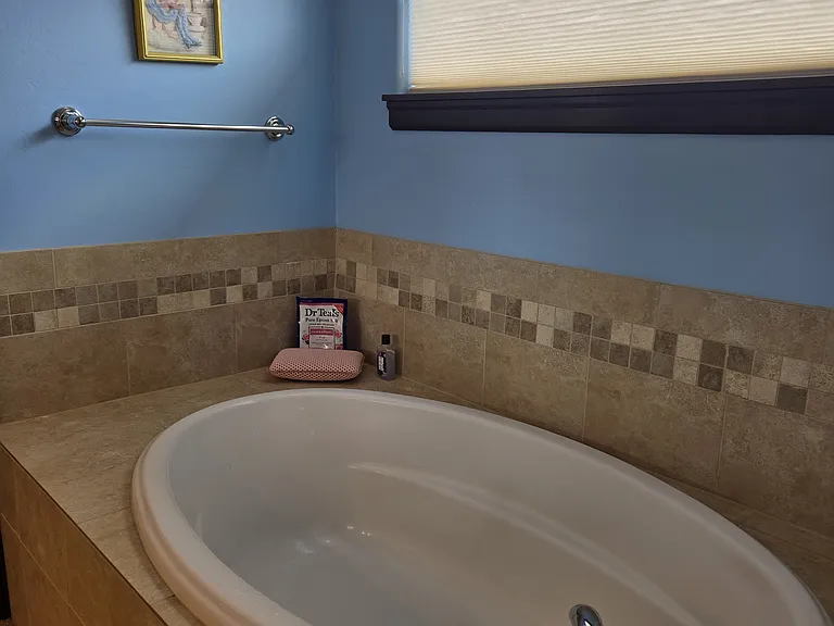 Large soaking tub in master bath