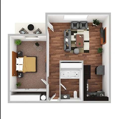 Floor plan 1 Bedroom 1 Bath