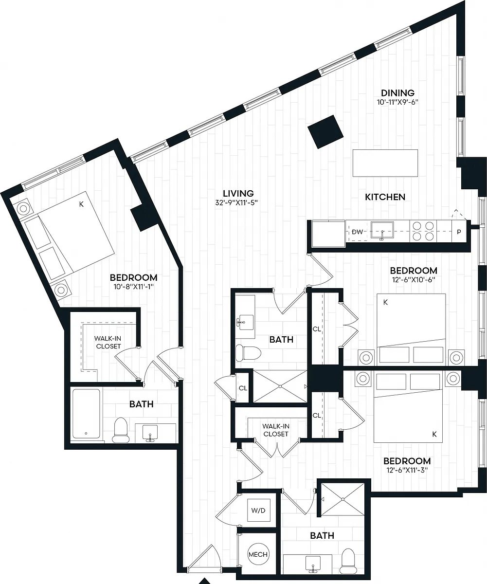 Floor plan 3 Bed/3 Bath-3K2