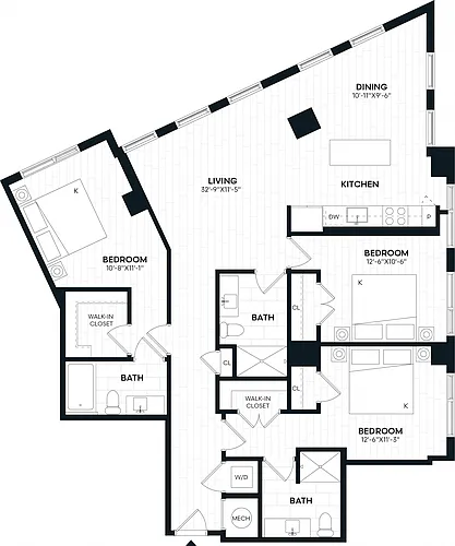 Floor plan 3 Bed/3 Bath-3K2