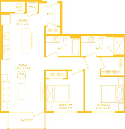 B3 | 2x2 | 993 sq ft B3 | 2x2 | 993 sq ft