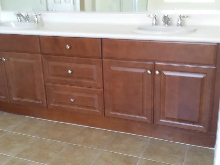 Master bathroom dual sink.