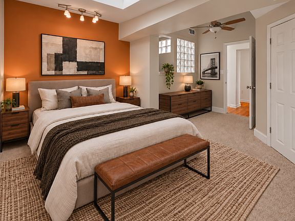 Primary bedroom with walk in closet