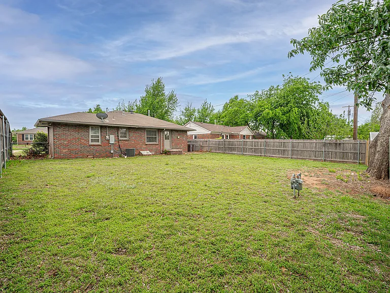 fully fenced backyard