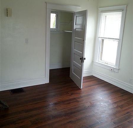 Living area looking into closet